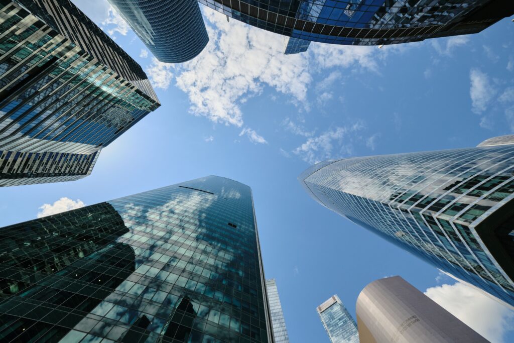 Modern business district representing the privatization of public enterprises and economic reform initiatives in Ethiopia.